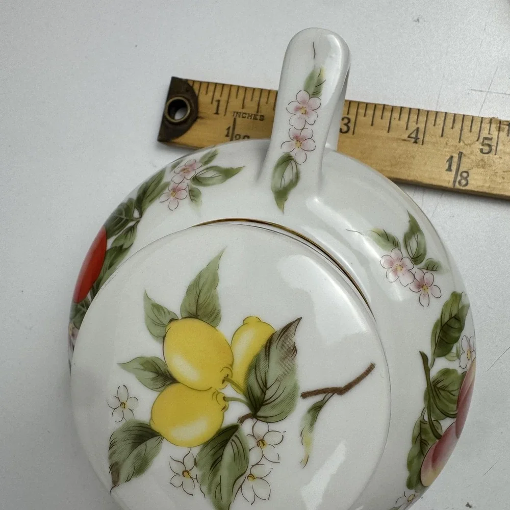 Vtg Andrea by Sadek Japan Porcelain Teapot Fruit Floral Cottagecore Tea Pot‎